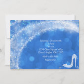 Blauw & Witte Assepoester Glitter Hak Feest Kaart (Achterkant)