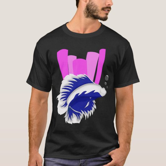 blauw witte authentieke vis t-shirt (Voorkant)