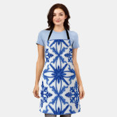 Blauw Witte Azulejo Tegel Bloemmotief Schort (Gedragen)
