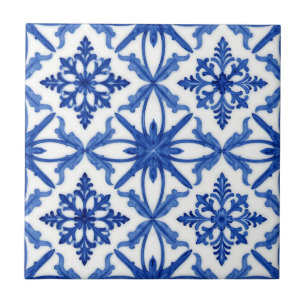 Blauw Witte Azulejo Tegel Bloemmotief Tegeltje
