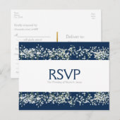 Blauw & Witte Babys Adem Bruiloft RSVP Kaart (Voorkant / Achterkant)