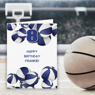 Blauw-witte basketballen Kinderverjaardag Kaart
