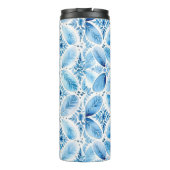 Blauw Witte Batik Bloem Thermosbeker (Achterkant)