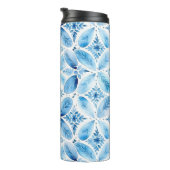 Blauw Witte Batik Bloem Thermosbeker (Geroteerd rechts)