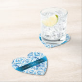 Blauw Witte Batik Bloemige Bruiloftsdouche Kartonnen Onderzetters (Insitu)