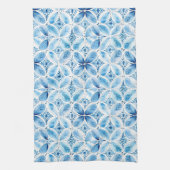 Blauw Witte Batik Bloemige Bruiloftsdouche Theedoek (Verticaal)
