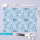 Blauw Witte Batik Bloemige Bruiloftsdouche Tissuepapier (Craft)