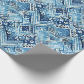 blauw-witte batik cadeaupapier (Hoek)