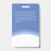 Blauw Witte Bedrijfslogo Modern Personeels Pasfoto Badge (Achterkant)