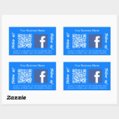 Blauw witte bedrijfsnaam qr code Facebook Rechthoekige Sticker (Vel)