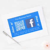 Blauw witte bedrijfsnaam qr code Facebook Rechthoekige Sticker (Envelop)