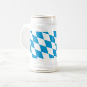 Blauw-witte Beierse Diamant Vlag Patroon Bierpul (Voorkant links)