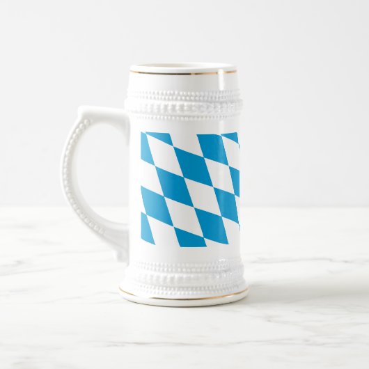 Blauw-witte Beierse Diamant Vlag Patroon Bierpul (Links)