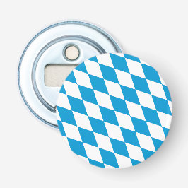 Blauw-witte Beierse Diamant Vlag Patroon Button Flesopener