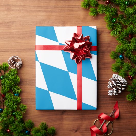 Blauw-witte Beierse Diamant Vlag Patroon Cadeaupapier (Feestdagen Geschenken)