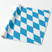 Blauw-witte Beierse Diamant Vlag Patroon Cadeaupapier (Uitgerold)