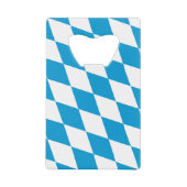 Blauw-witte Beierse Diamant Vlag Patroon Creditkaart Flessenopener (Voorkant)