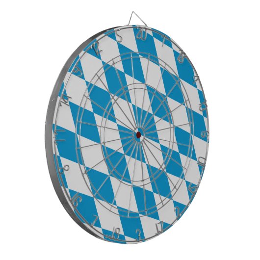 Blauw-witte Beierse Diamant Vlag Patroon Dartbord (Voorkant Links)