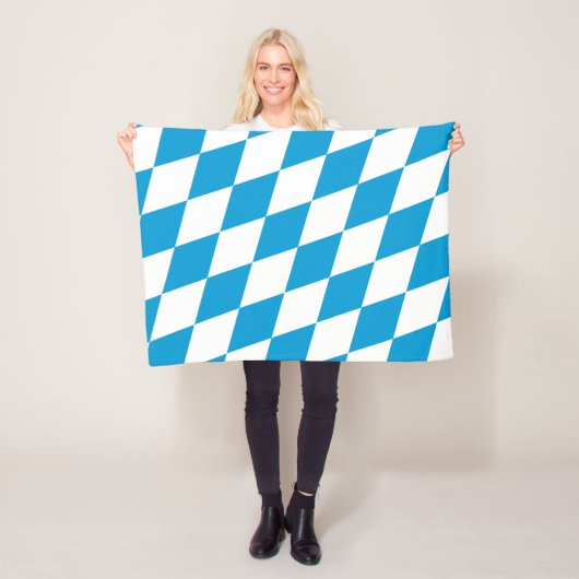 Blauw-witte Beierse Diamant Vlag Patroon Fleece Deken (In situ)