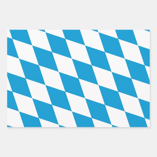 Blauw-witte Beierse Diamant Vlag Patroon Inpakpapier Vel (Voorkant 3)