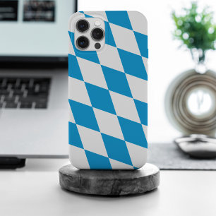 Blauw-witte Beierse Diamant Vlag Patroon iPhone 15 Pro Max Case