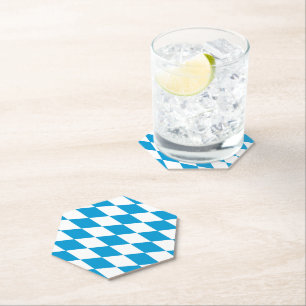 Blauw-witte Beierse Diamant Vlag Patroon Kartonnen Onderzetters