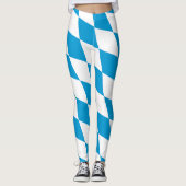 Blauw-witte Beierse Diamant Vlag Patroon Leggings (Voorkant)