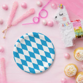 Blauw-witte Beierse Diamant Vlag Patroon Papieren Bordje (Feest)