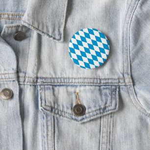 Blauw-witte Beierse Diamant Vlag Patroon Ronde Button 5,7 Cm