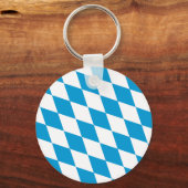 Blauw-witte Beierse Diamant Vlag Patroon Sleutelhanger (Voorkant)