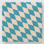 Blauw-witte Beierse Diamant Vlag Patroon Stenen Onderzetter (Voorkant)