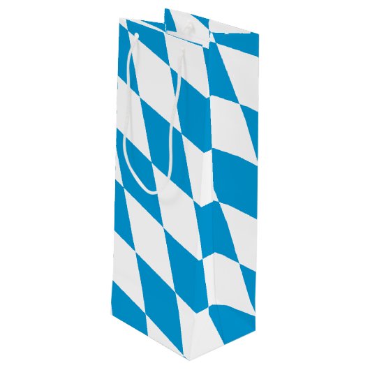 Blauw-witte Beierse Diamant Vlag Patroon Wijn Cadeautas (Achterkant Gekanteld)