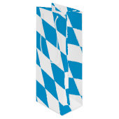 Blauw-witte Beierse Diamant Vlag Patroon Wijn Cadeautas (Voorkant Gekanteld)