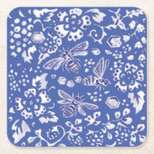Blauw-witte bijen, bijtende vuurvaste buitenkant kartonnen onderzetters (Voorkant)