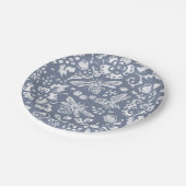  blauw-witte bijen papieren bordje (Gekanteld)