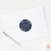 Blauw-witte bladeren | Gelukkige Chanoeka Ronde Sticker (Envelop)