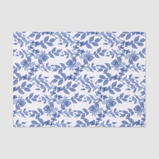 Blauw-witte bladpatroon ontkoppeling tissuepapier (Voorkant)