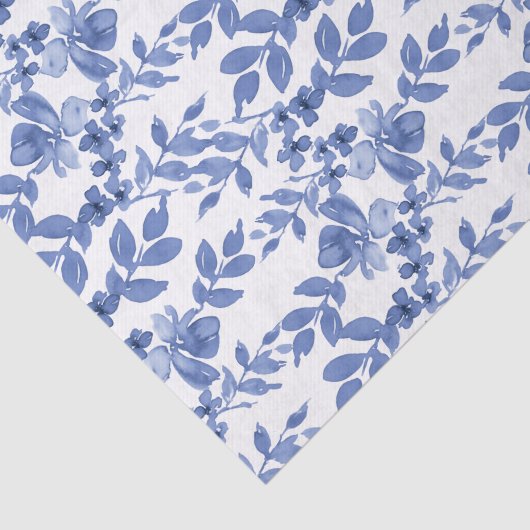 Blauw-witte bladpatroon ontkoppeling tissuepapier (Detail)