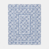 Blauw-witte bladprint Fleece Deken (Voorkant)