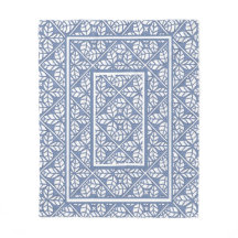 Blauw-witte bladprint Fleece Deken