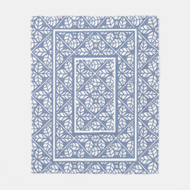 Blauw-witte bladprint Fleece Deken