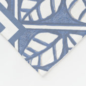 Blauw-witte bladprint Fleece Deken (Hoek)