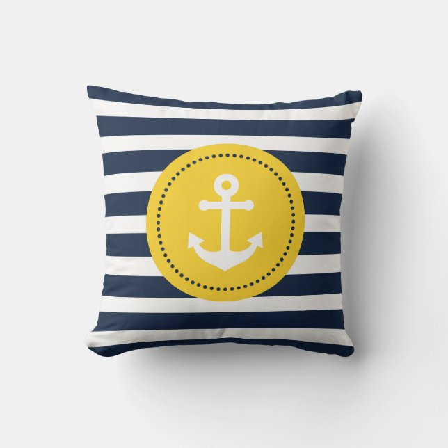 Blauw witte, blauwe, anchor buis kussen (Voorkant)