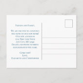 Blauw Witte Bloem Bloemen Script Verhuizen Aankondigingskaart (Achterkant)