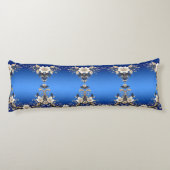 Blauw Witte Bloem Body Kussen (Achterkant)