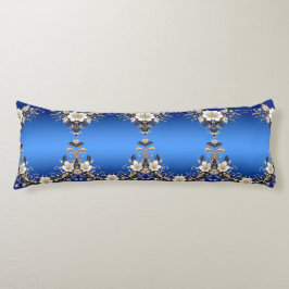 Blauw Witte Bloem Body Kussen
