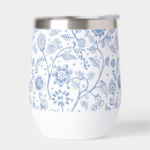 Blauw Witte Bloem Botanisch Patroon Whimsisch Boho (Links)