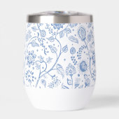 Blauw Witte Bloem Botanisch Patroon Whimsisch Boho (Voorkant)