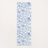 Blauw Witte Bloem Botanisch Patroon Whimsisch Boho Yogamat (Voorkant)
