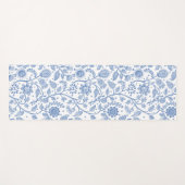 Blauw Witte Bloem Botanisch Patroon Whimsisch Boho Yogamat (Voorkant (horizontaal))